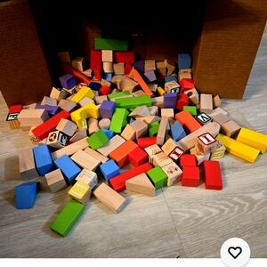 Colorful Wooden Building Blocks Set, 7 Pounds.
